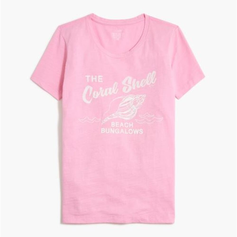 J. Crew Factory Womens Slim Fit Coral Seashell Graphic Tee BY951 Pink Size M NWT